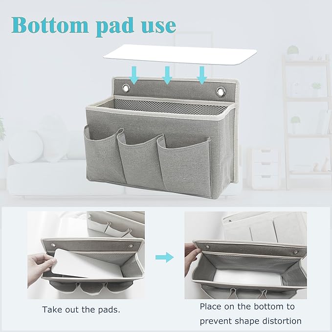 Someteth Wall Hanging Organizer Bag/Hanging Baskets with Large Mesh Compartment & 3 Pockets，Over the Door Hanging Organizer Space Saving Storage for Bedroom,RV Camper, Closet (Gray - 1 Pack)