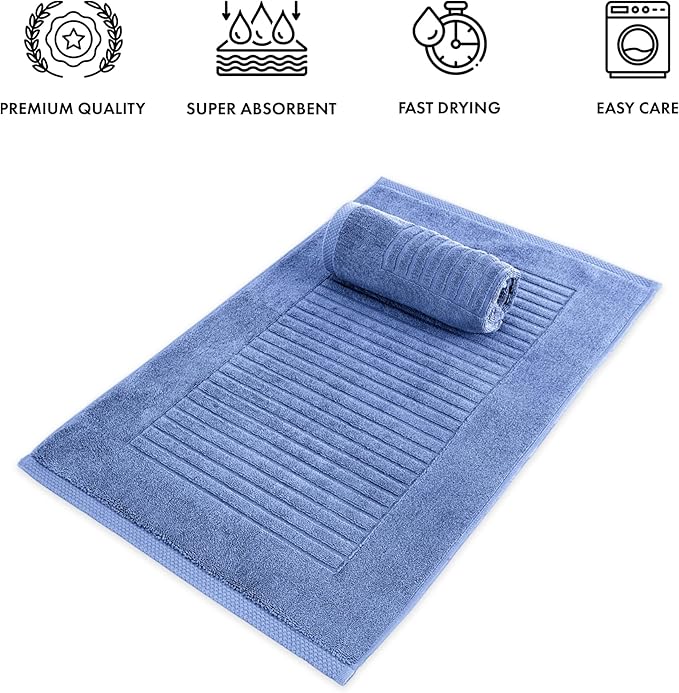 Classic Turkish Towels CTT - 2 Piece Bathroom Rugs Set, 100% Cotton Bath Mats, Comfy & Highly Absorbent Bathroom Floor Mats, Machine Washable | 20"x32" (Royal Blue)
