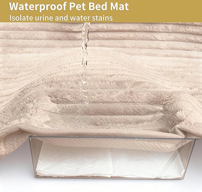 HMOCK Backseat Dog Bed for Car Back Seat, Dog Mat for Car Backseat Pet Bed Mat, Non-Slip Travel Pet Mat, Fit for Backseat Extenders and Trucks Suvs (Beige, 27.5x55 Inch)