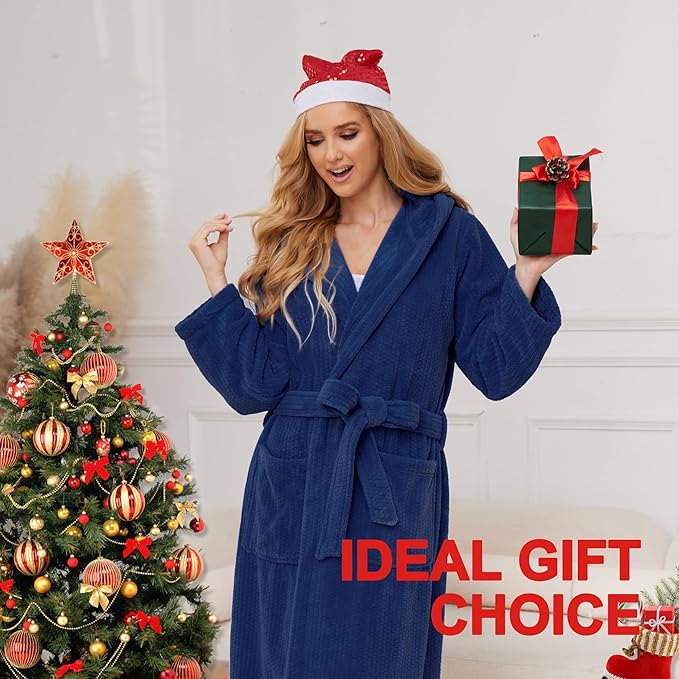PJGGZ Hooded Bathrobes for Women, Soft Long Towel Robes for Women - Quick Dry yet Warm
