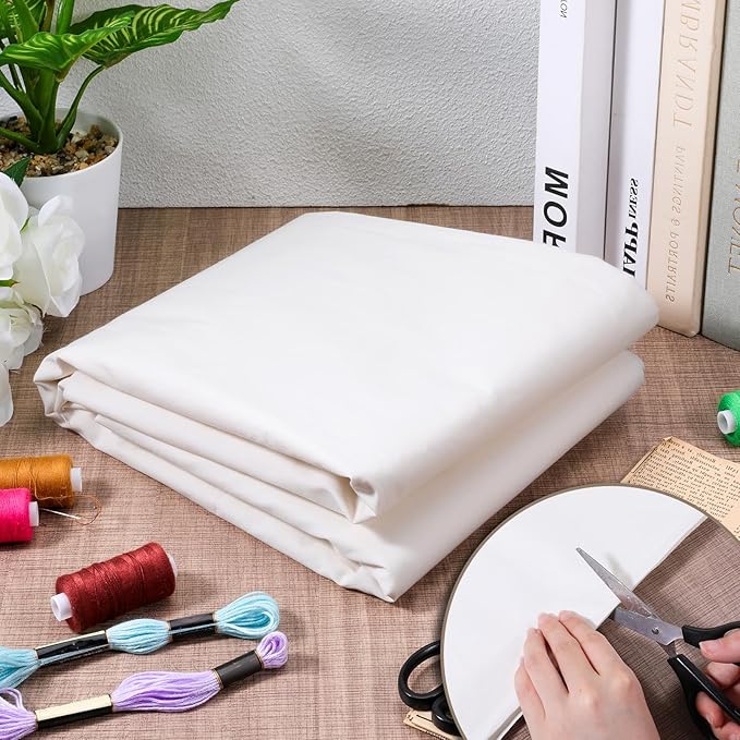 10 Yards x 63 Inches Cotton Muslin Fabric, Natural Unbleached Muslin Linen Fabric by The Yard, Medium Weight Draping Fabrics for Sewing Material Quilting Apparel Cloth