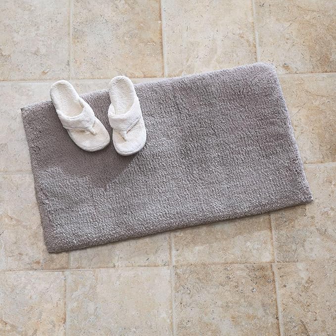 Cuddledown Memory Foam Bath Rug | 100% Cotton Cover | Memory Foam Insert | Soft & Sinkable | Removable Cover | Oeko-TEX Standard 100 Certified | 21" x 34" | Gray