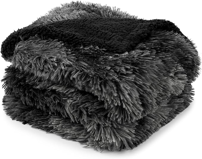 PetAmi Waterproof Dog Blanket for Large Dog, Calming Pet Blanket Bed Couch Cover Protector, Washable Sherpa Faux Fur Throw for Sofa Furniture Protection, Soft Fluffy 60x80 Tie-Dye Black