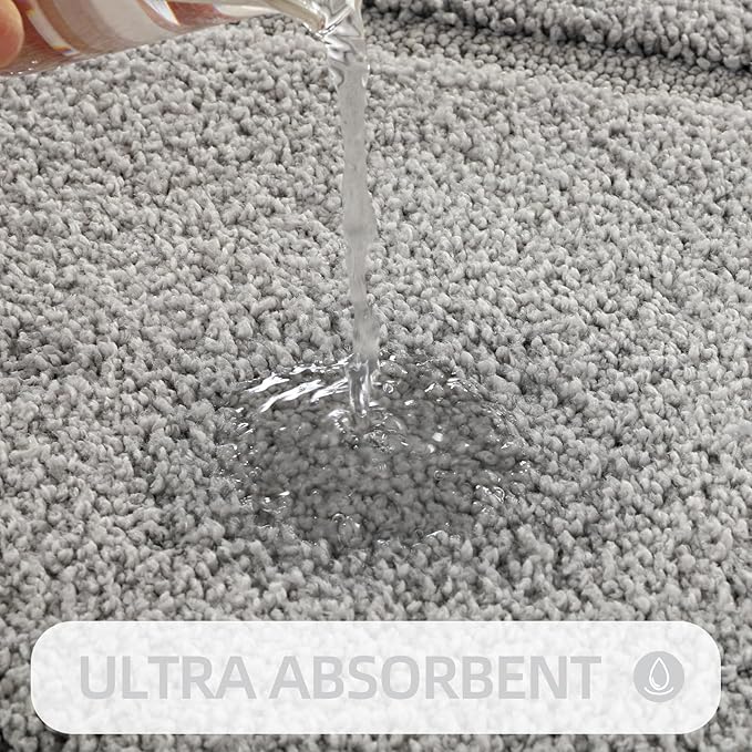 ZOESIOER Bathroom Rugs Sets 2 Piece, Ultra Absorbent Soft Bath Rug, Machine Washable Microfiber Non-Slip Bath Mat for Bathroom Floor, Tub, Toilet, Shower Room, Light Grey