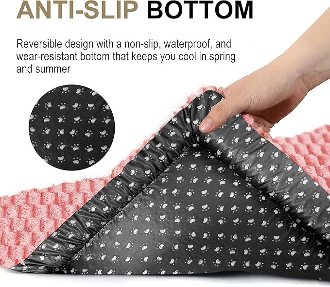 Dog Bed Crate Mat, Soft Durable Washable Anti-Slip Kennel Pad for Dogs & Cats, Reversible (Pink, S(24"*18"*1.5"))