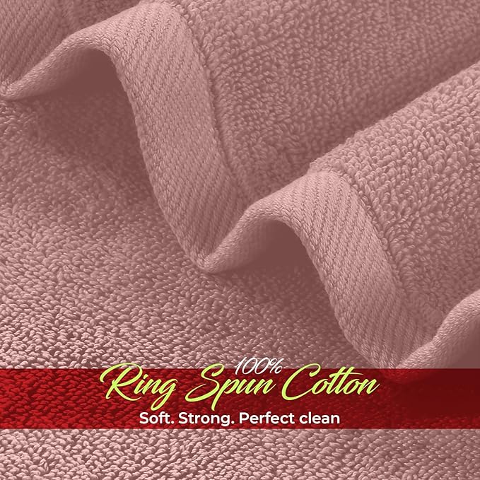 RIVERSIDE 12 Pack Washcloths - 12x12 Inches, 500 GSM, 100% Ring-Spun Cotton - Soft, Absorbent & Durable Face and Body Towels - for Bathroom, Spa, Gym, Makeup Removal & Everyday Use - Dusty Rose