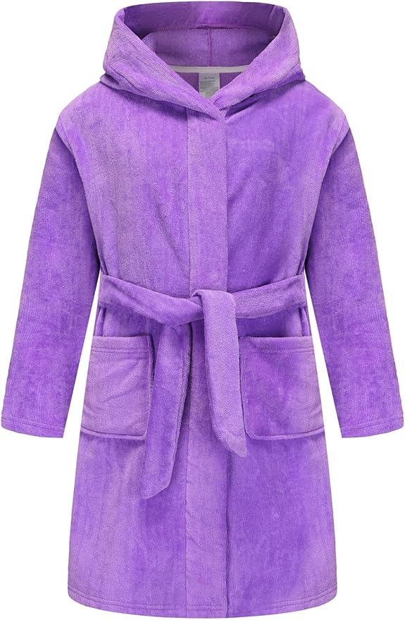 Fraprasty Boys Girls Hooded Robe Soft Touch Robe Kids Terry Cloth Cotton Spa Bathrobe Sleepwear 2-14 Years