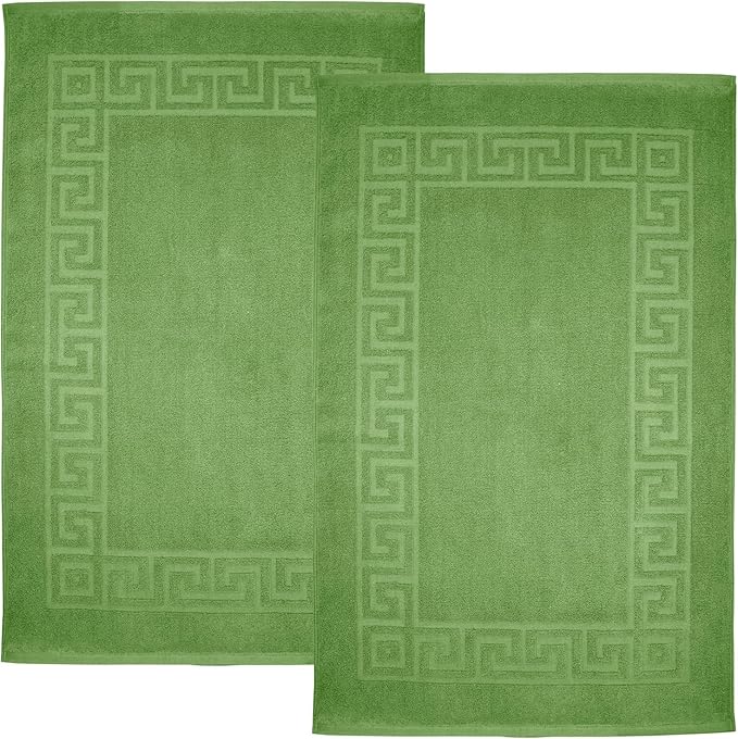 DAN RIVER Greek Cotton Bath Mats Set of 2 – Not a Bathroom Rug, Ultra Soft, Highly Absorbent & Machine Washable Bath Mat Towel for Bathroom Floor Mat – Durable, Quick-Dry, 21x34 Inches, Sage Green