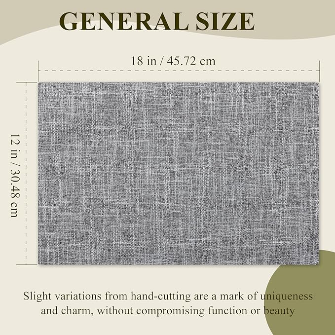KXN Placemats Set of 4, Dual-Layer Thickened Faux Linen Table Mats, Heat Resistant & Wrinkle-Free, Machine Washable Cloth Place Mats for Kitchen Dining Indoor Outdoor (Light Gray)