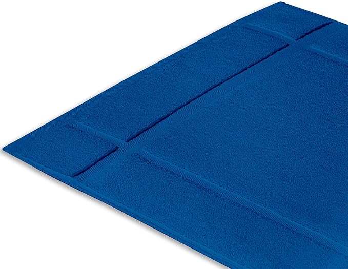Ample Decor 100% Cotton Bath Mats 34 x 20 Inches, Quick Dry, 1350 GSM Banded Border Shower Bathroom Floor Mat, Not Bathroom Rug - Navy, Pack of 6
