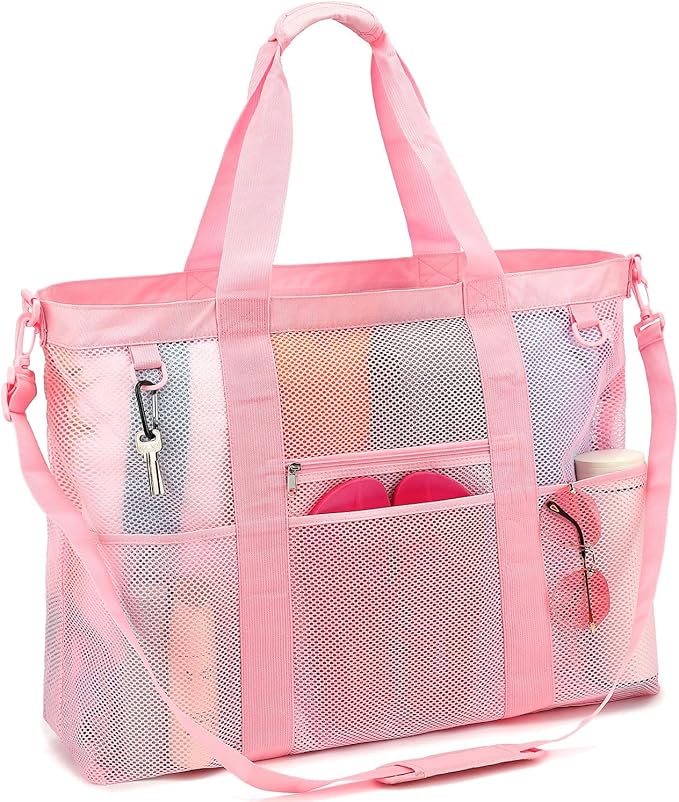 GYEUKHAM Mesh Beach Bag - Large Beach Tote Bag with Multiple Pockets for Family Beach Bag for Toys & Vacation Essentials