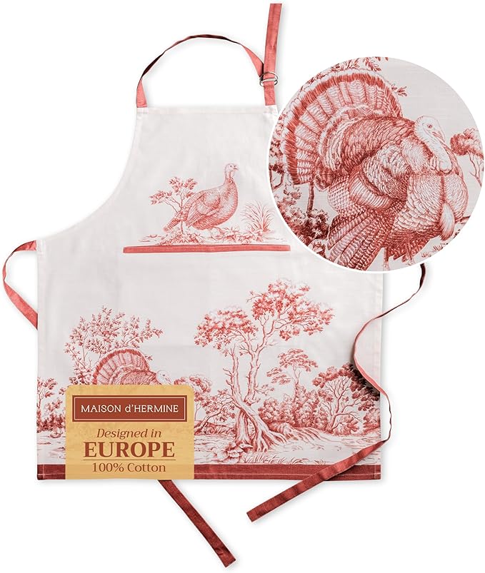 Maison d' Hermine 100% Cotton Apron for women with Pocket Kitchen Chef Apron for Men Cooking Gardening Server Waitress