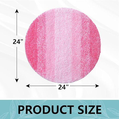 Arotive Microfiber Bathroom Rugs, Shaggy Soft and Absorbent Bath Rug, Non-Slip, Thick Plush Machine Washable Dry Bath Mats for Bathroom, Tub and Shower, 24x24, Pink, Round