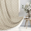 Siiluminisoy Beige Boho Woven Fabric Cute Shower Curtain, 72 x 72 Tufted Chevron Textured Striped Modern Farmhouse Minimalist Cloth Shower Curtain for Bathroom