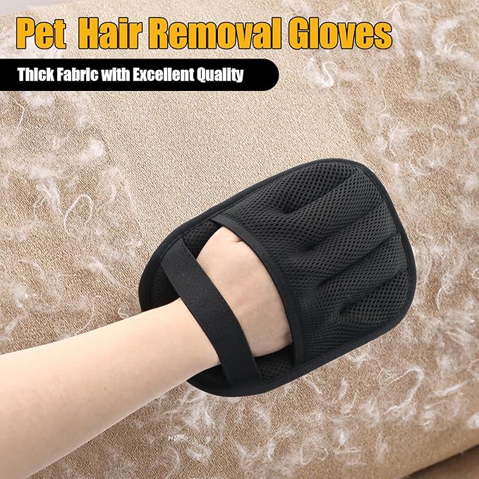 2PCS Pet Hair Removal Gloves for Cats & Dogs,Electrostatic Reusable Pet Hair Removal Brush,Double Sided Static Romover(２PCS Gloves, 1PCS White Comb,2PCS Pet Hair Keychain)for Clothing,Carpet.