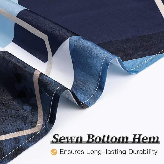 Litabel Modern Small Stall Shower Curtain for Bathroom, Blue Geometric Art Decor Waterproof Bath Curtain, Abstract Fabric Shower Curtain Sets for Home Decor, 36x72 Inch