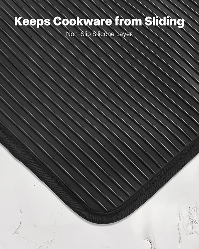 VEVOR Pot Holders, Heat Resistant to 500°F with Ribbed Soft Anti-Slip Silicone Strips, 100% Cotton 9.06 x 8.98 inch Hot Pads with 2 No-Marks Hooks, Washable Pot Trivets for Kitchen & Barbeque, 2 Pack