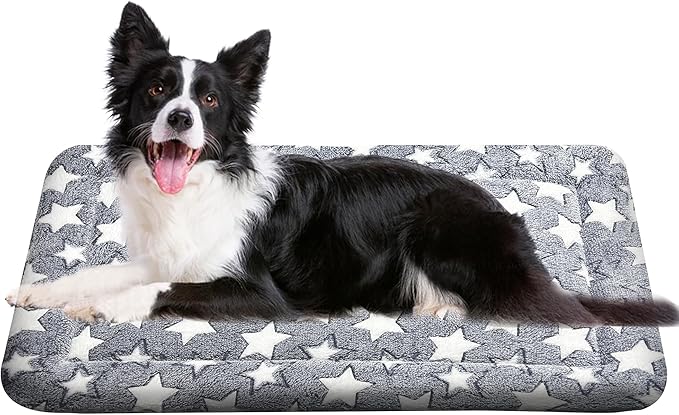 WITTOP Washable Dog Bed Plush Orthopedic Outdoor Crate Mat with Non-Slip Bottom,Luxe Soft Kennel Pad for Pets, Cozy Cage Cushion & Pet Sleeping Mattress Large Sized,Medium,Small Dogs,36 x 24 inch,Grey