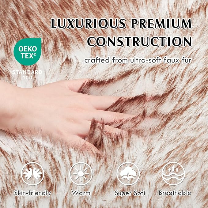 Welfibr Dog Rug Bed 100% Waterproof Luxury Faux Fur Dog Bed Medium Size Dog Orthopedic Dog Beds Comfy Fluffy Dog Rug Comfort Pet Beds with Removable Cover Washable Noiseless Dog Mat Non-Slip 40"