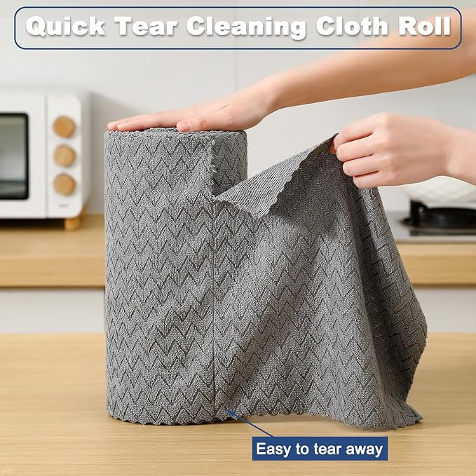 Tigona 80 Pack Microfiber Cleaning Cloth Roll Reusable Paper Towels 12"x12" Tear Away Cloth,Absorbent Dish Rags for House Kitchen,Wash Cloths,Lint Free Rags for Window Cars Cleaning Supplies