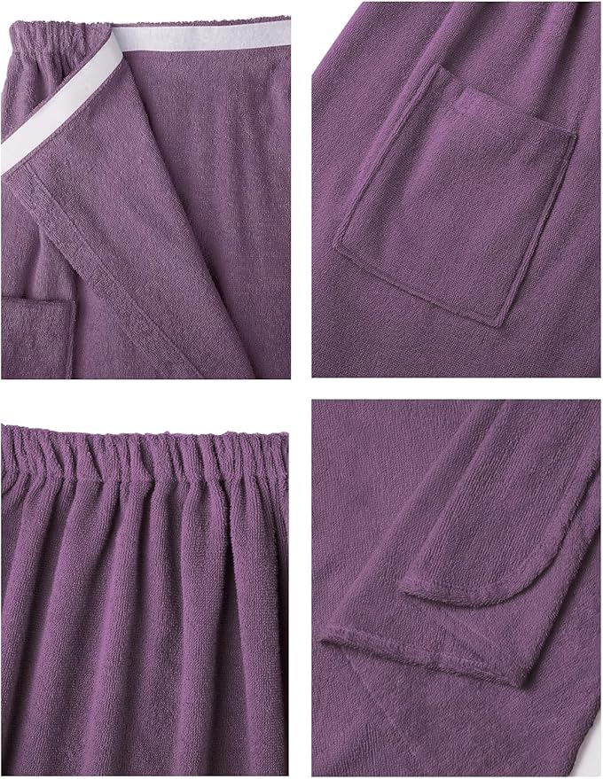 SIORO Women Bath Towel Wrap Robe, Soft Cotton Terry Spa Cloth, Plush Adjustable Closure for Shower, Travel, Pool, Gym