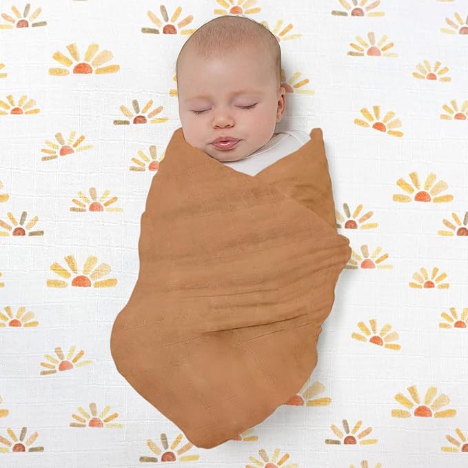 SwaddleDesigns Cotton Muslin Swaddle Blankets for Babies, Set of 4, Neutral Receiving Blankets for Newborn, Baby Registry & Gift, 46x46 inches, Wind & River