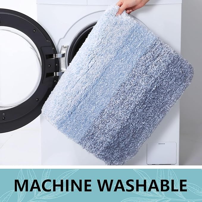 Arotive Microfiber Bathroom Rugs, Shaggy Soft and Absorbent Bath Rug, Non-Slip, Thick Plush Machine Washable Dry Bath Mats for Bathroom, Tub and Shower, 54x24, Light Blue, Rectangular