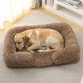 CareCooo Orthopedic Dog Bed for Medium Dogs - Washable Memory Foam Pet Sofa, Fluffy Plush Rectangular Bed, Waterproof Anti-Anxiety Couch, Khaki, M