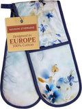 Maison d' Hermine Double Oven Mitts 100% Cotton 7"x35" Double Oven Mitt Heat Resistant BBQ Cooking Gloves with Loop, Baking, Grilling, Home, Kitchen, Handling Hot Pans Spring Summer (Lazy Summer Days)