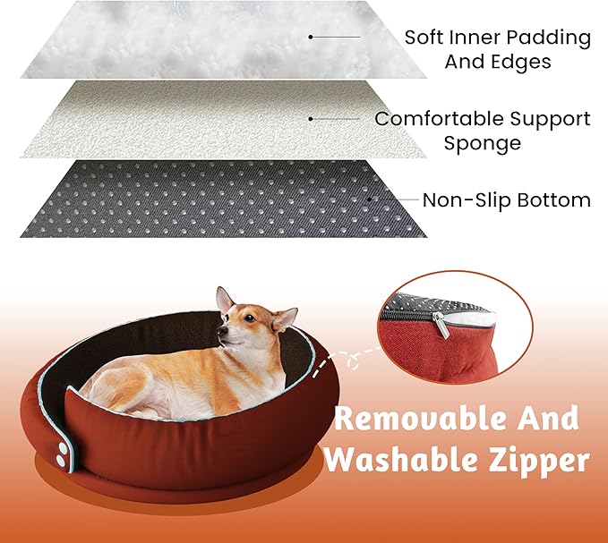 LELEFIDO Round Orthopedic Dog Bed, Medium Pet Bed with Supportive Foam, Soft and Cozy Cushion for Anxiety Relief, Removable & Washable Cover, Comfortable Sofa-Style Bed for Dogs and Cats