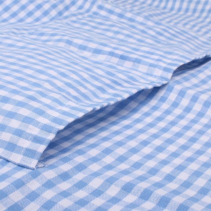 Vintage Gingham Kitchen Aprons Chef Bib Canvas Aprons Christmas Holiday Home Decorative 100% Pure Cotton Aprons in Large Size with Pockets Adjustable Neck Strap Long Ties Aprons(Blue)