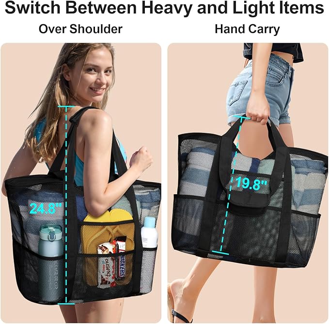 F-color Mesh Beach Bag Family - Large Tote Bag for Cruise Pool Toys Beach Vacation Essentials