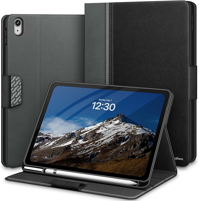 KingBlanc Case for iPad (A16) 11th Generation 11 Inch 2025, iPad 10th Gen 10.9 Inch 2022 with Pencil Holder, PU Leather Protective Cover, Auto Sleep/Wake, Viewing/Typing Angle, Magnetic Clasp, Black