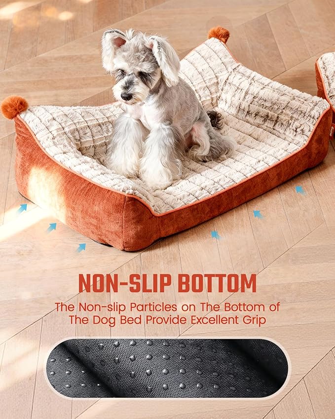 Pawccoli Orthopedic Dog Bed for Extra Large Dogs,Waterproof Supportive Egg Crate Foam Medium Dog Couch, Pet Bed with with Removable Bolsters, Washable Cover Non-Slip Bottom, (43''×32''×8'')