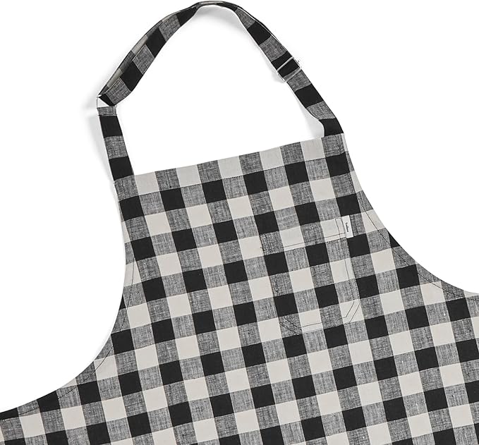 Solino Home Linen Bib Apron for Men & Women - 33 x 30 Inch Kitchen Apron with Front Pockets - Handcrafted from European Flax