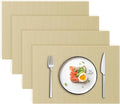 Blue Forest | Rectangular Faux Linen Placemats Set of 4 | Dual- Layered Thickened for Durability | Heat Resistant | Machine Washable | Wrinkle Free for Easy Care Indoor/Outdoor Use - Beige