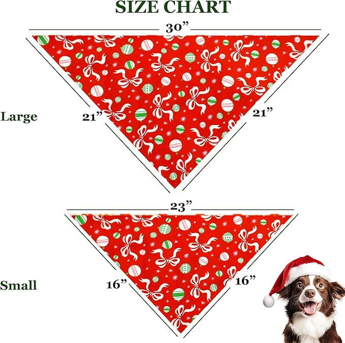 Bubblepup Christmas Dog Bandanas, Soft Cotton Red Dog Bandanas for Small Medium Large Dogs