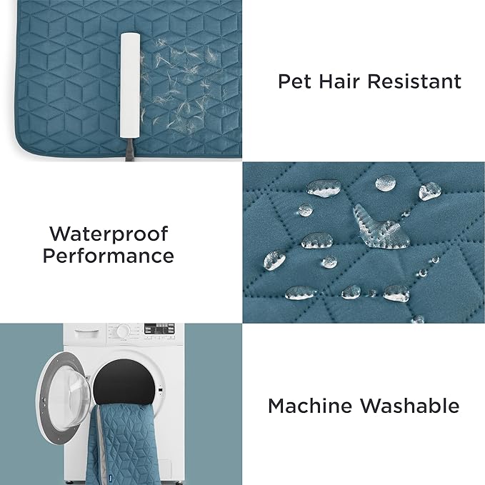 Bedsure 100% Waterproof Bed Cover for Dogs Washable - Non Slip Waterproof Dog Blanket for Bed, Lightweight Furniture Protector Durable for Pet Cat Puppy with Non-Slip Bottom, Blue, 68x82IN