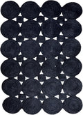 Scalloped Jute Rug, Hand Woven Runner Area Rug, 4x10 Ft Black Braided Natural Sisal Kilim Rugs for Living Room, Kitchen, Entryway, Farmhouse