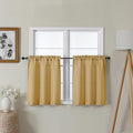 Lecloud Bessie Gold Short Curtains 24 Inch Length 2 Pcs, Faux Linen Cafe Kitchen Small Curtains with Rod Pocket, Light Filtering Curtain Tiers Window Treatments for Bedroom Bathroom, Each 30 W x 24 L