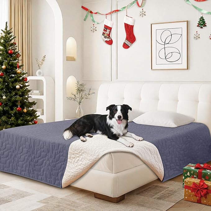 CYCMACO Waterproof Couch Covers for Pets, Waterproof Dog Bed Cover, Anti-Slip Soft Dog Blankets, Couch Cover for Dogs Washable, Pet Blanket for Puppy Large Dogs Cat (30x70 Inch, Grey Blue)