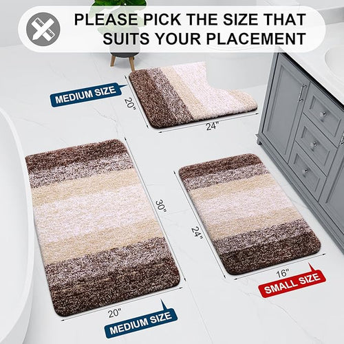 Arotive Microfiber Bathroom Rugs, Shaggy Soft and Absorbent Bath Rug, Non-Slip, Thick Plush Machine Washable Dry Bath Mats for Bathroom, Tub and Shower, 40x32, Brown, Rectangular