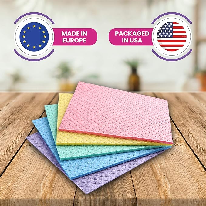 PINK RHINO LABS Swedish Dishcloths – Eco-Friendly Reusable Kitchen Towels – 3 Pack Cleaning Cloths for Dishes, Counters & Surfaces – Super Absorbent, Compostable, Zero-Waste Alternative