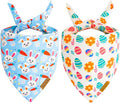 THLOH Easter Dog Bandanas 2 Pack - Reversible Pet Scarf for Boy and Girl, Spring Pet Accessory, Holiday Bandana for Medium and Large Dogs (Large)