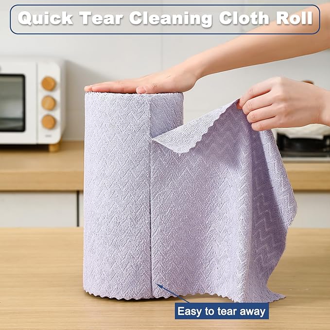 Tigona 80 Pack Microfiber Cleaning Cloth Roll Reusable Paper Towels 12"x12" Tear Away Cloth,Absorbent Dish Rags for House Kitchen,Wash Cloths,Lint Free Rags for Window Cars Cleaning Supplies
