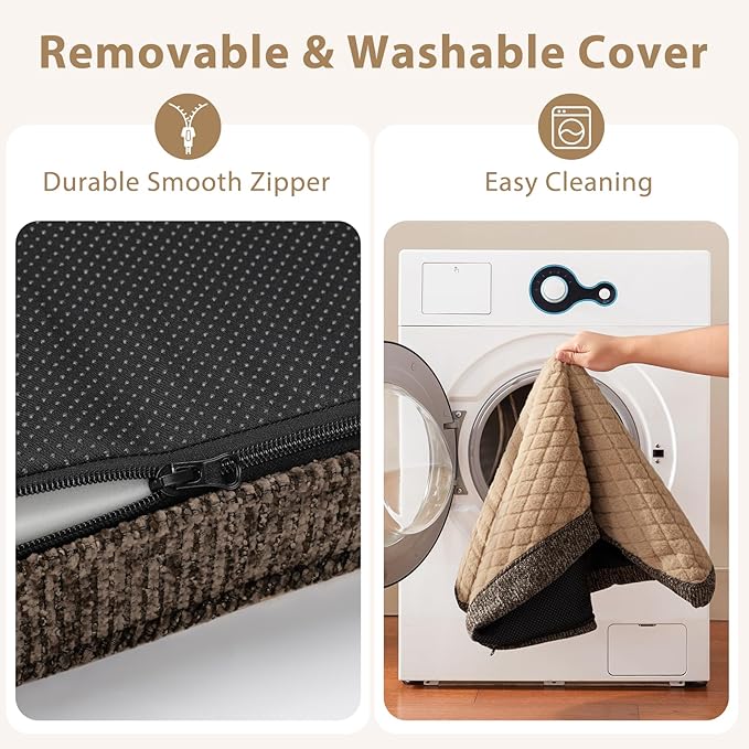 JOEJOY Orthopedic Dog Bed for Extra Large Dogs, Washable Dog Crate Bed Large Sized with Removable Cover, Egg Memory Foam Big Pet Beds, Brown, 47"x29"