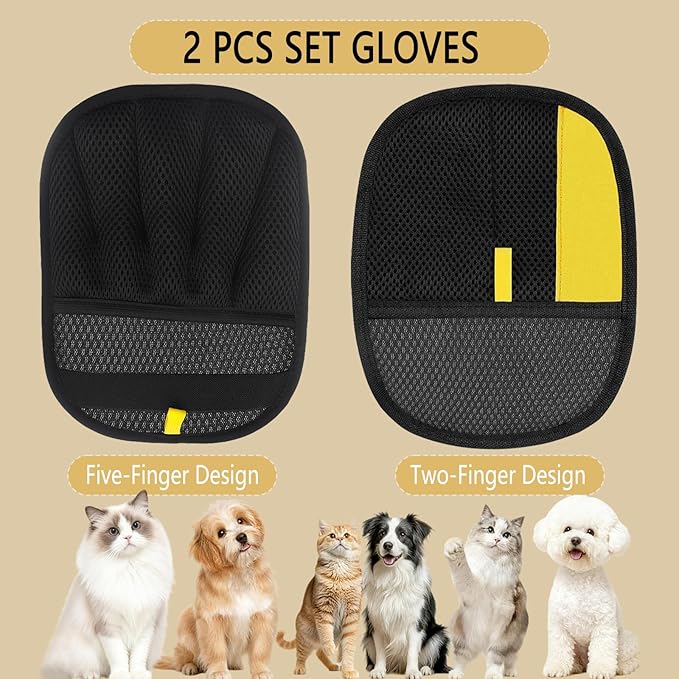CUSUA 2 Pcs Electrostatic Pet Hair Removal Glove, 2025 Newly Magic Brush Pet Hair Remover for Dogs & Cats, Reusable Animal Fur Grooming Tool for Cleaning Hair on Furniture, Couch, Car Seats, Carpet