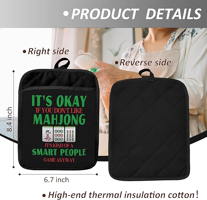 Mahjong Gifts Pot Holders for Kitchen，Mahjong Gifts for Women，Funny Oven Mitts,Cute Pot Holders,Funny Kitchen Decor,Potholder(Color-02)