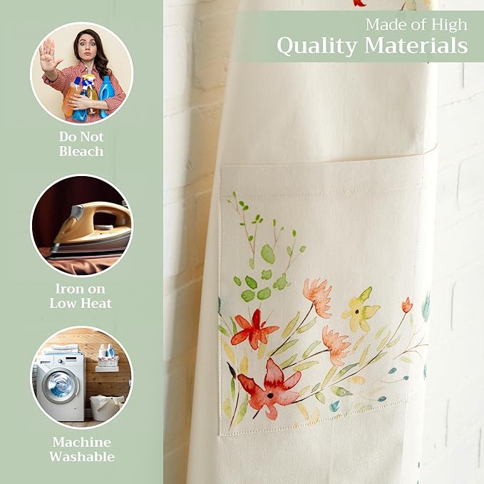 Maison d' Hermine 100% Cotton Apron for women with Pocket Kitchen Chef Apron for Men Cooking Gardening Server Waitress