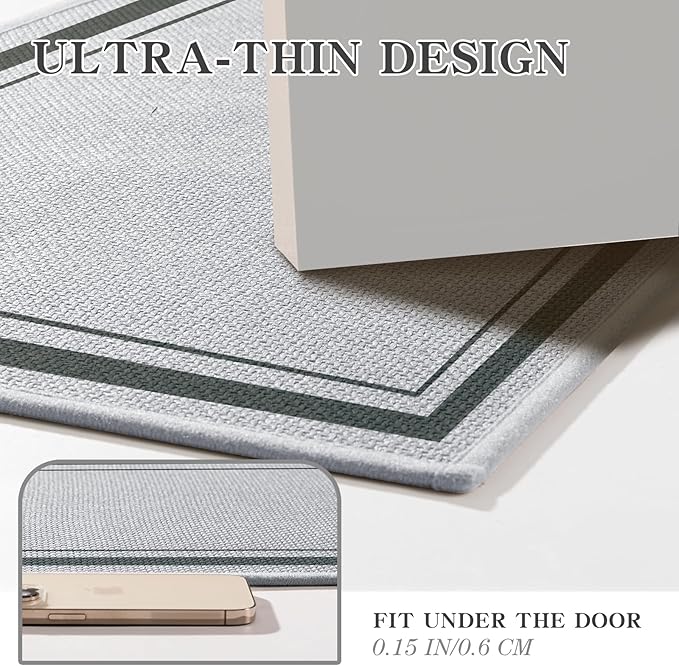 chakme Bathroom Rug Sets 5 Piece, Ultra Thin Bath Mat,Absorbent,Non Slip, Machine Washable, Light Grey